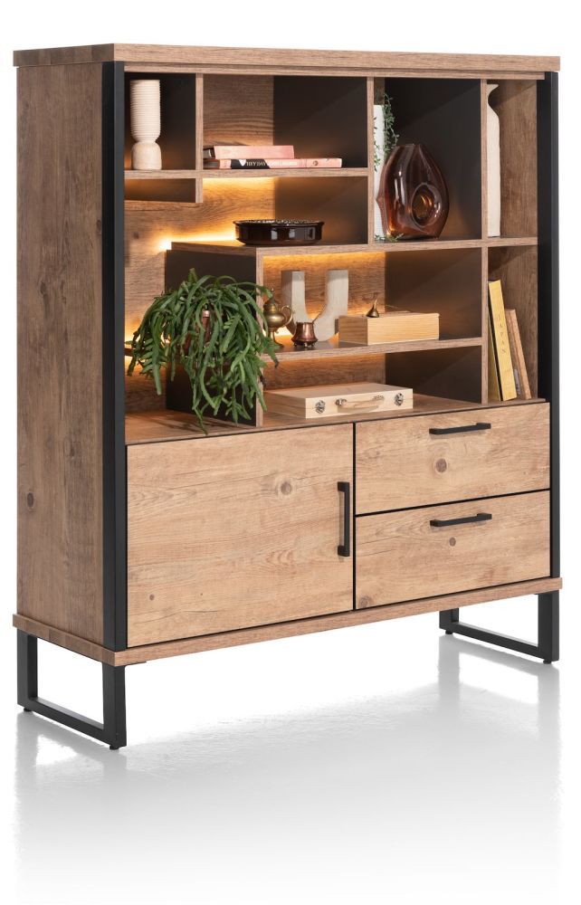Pantin, highboard 120 cm - 1-deur + 2-laden + 7-niches (+ LED) - Afbeelding 2
