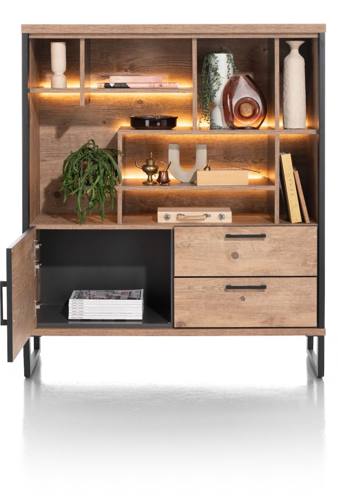 Pantin, highboard 120 cm - 1-deur + 2-laden + 7-niches (+ LED) - Afbeelding 3