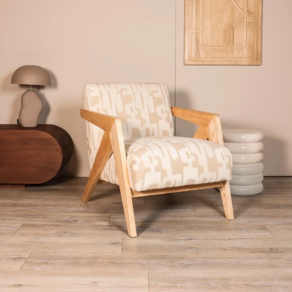 Fauteuil Noorwegen - Geweven stof - Beige