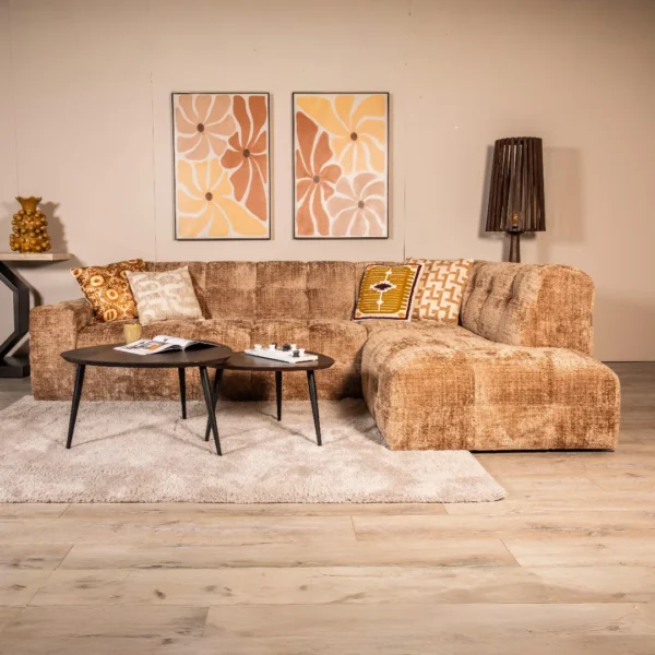 Hoekbank Blox - Velours - Cognac