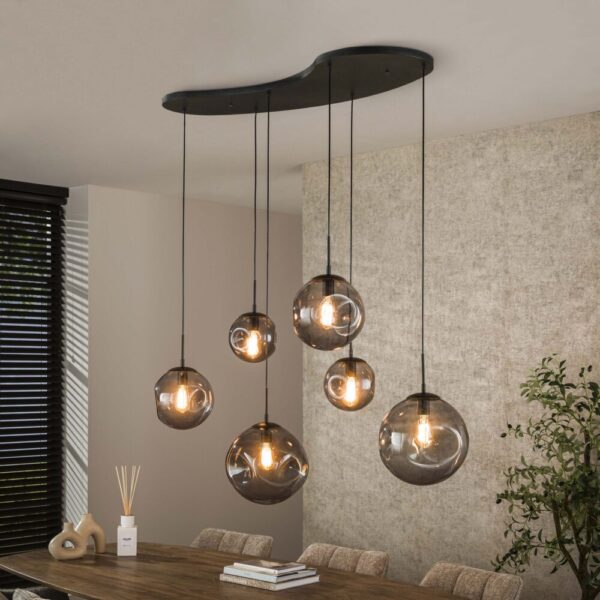 7478_77_1 Hanglamp Stellar Black 6L