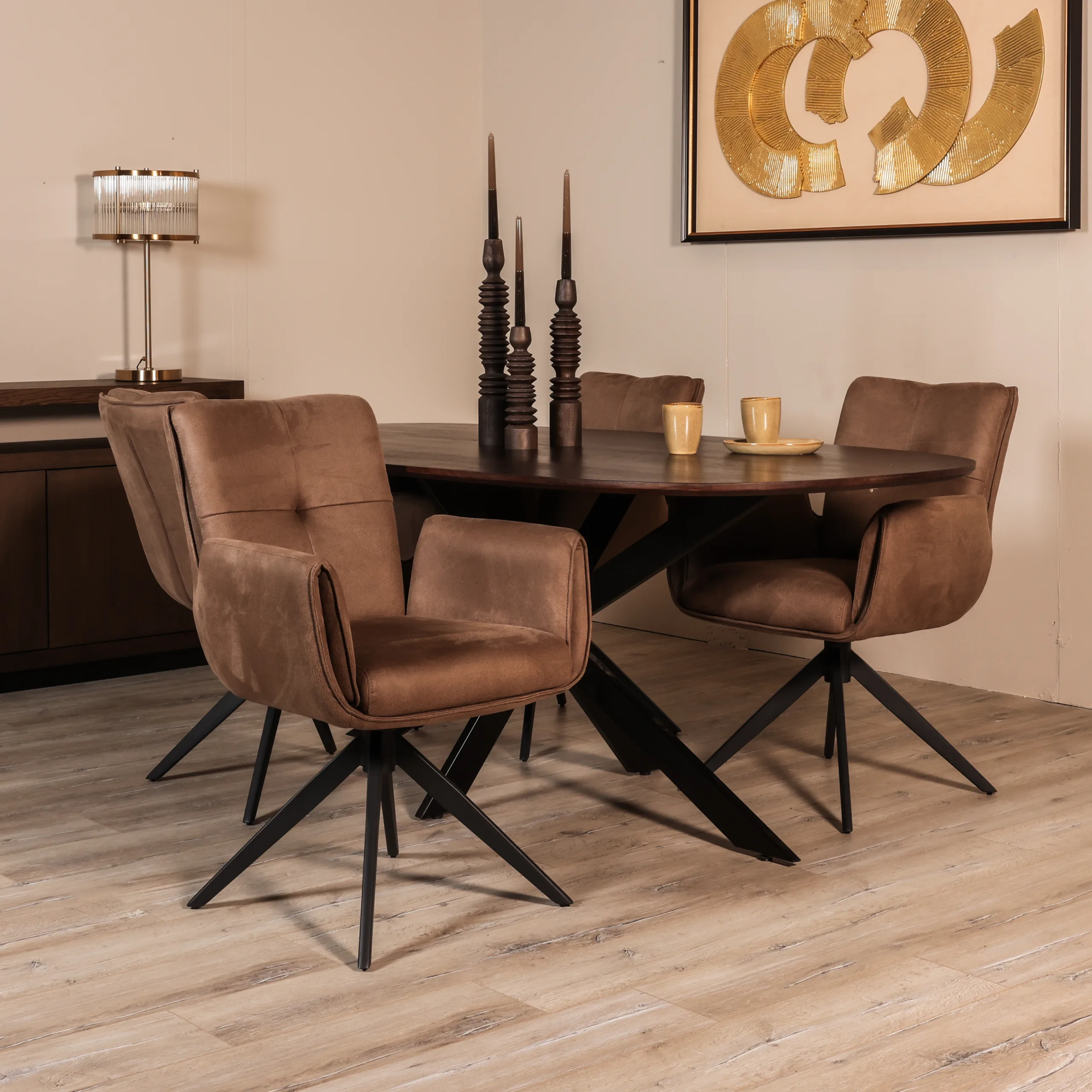 Eetkamerstoel Mees - Taupe - Geweven stof - Afbeelding 5