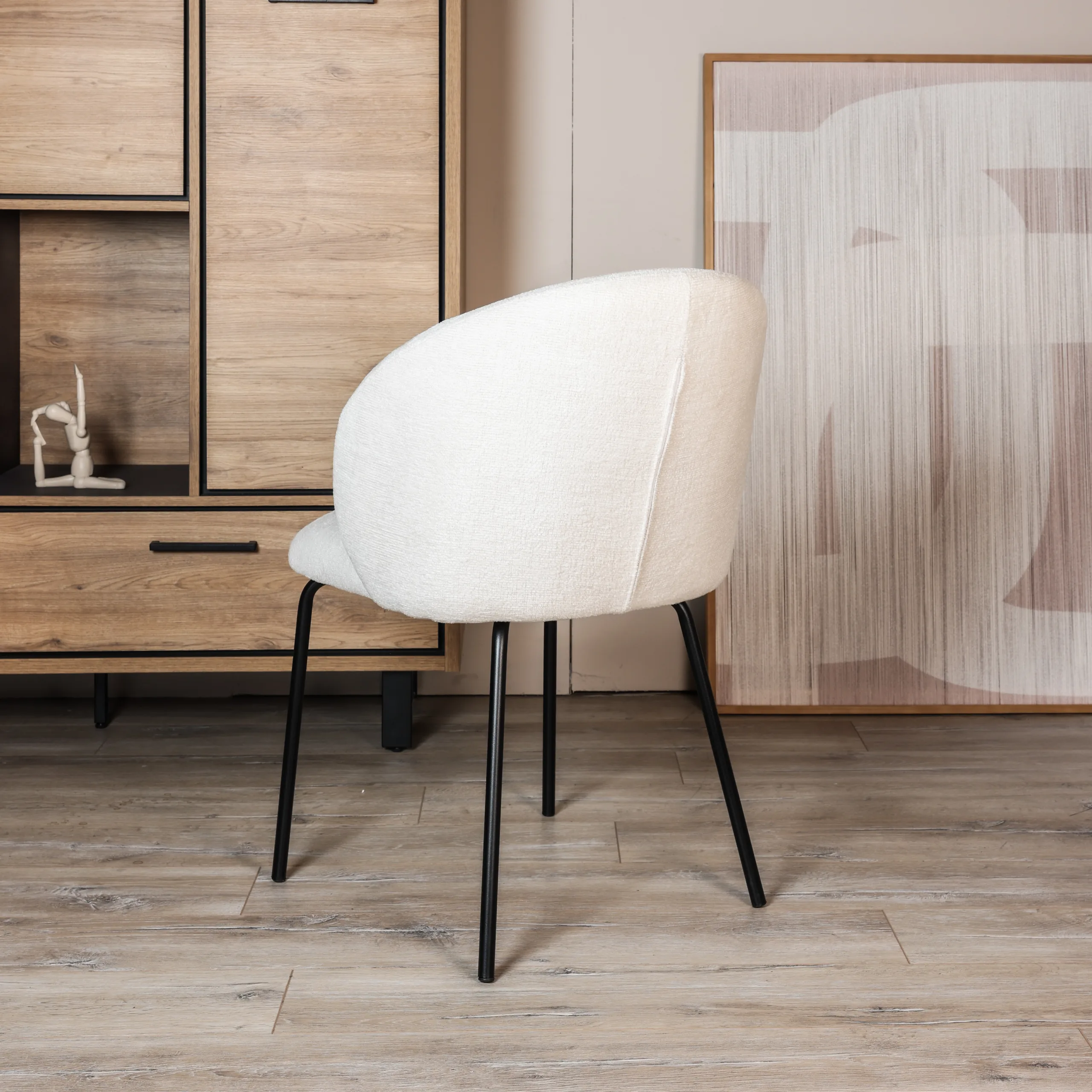 Eetkamerstoel Lianne - Geweven stof - Creme - Afbeelding 2