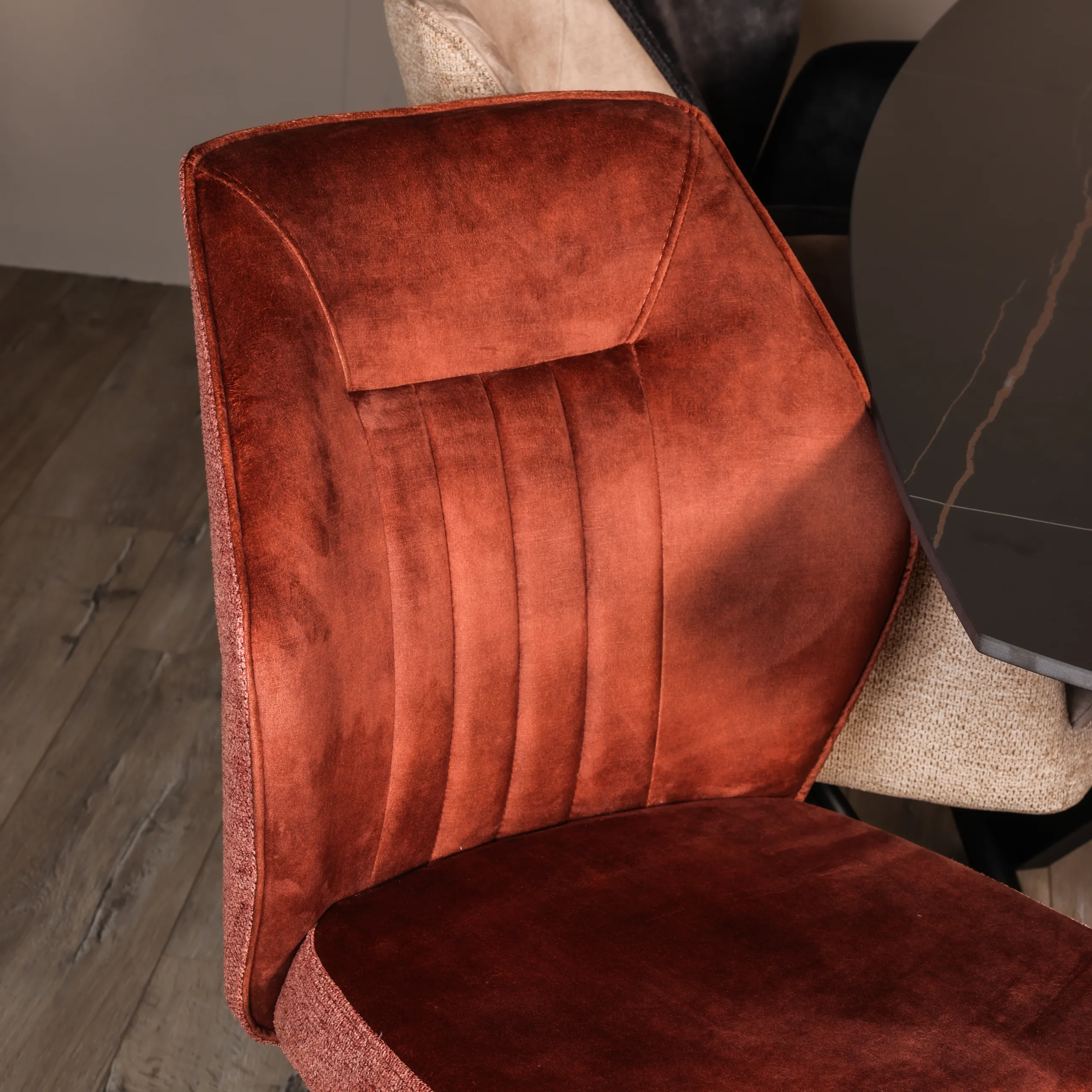 Eetkamerstoel Liva - Creme - Geweven stof & Velours - Afbeelding 7