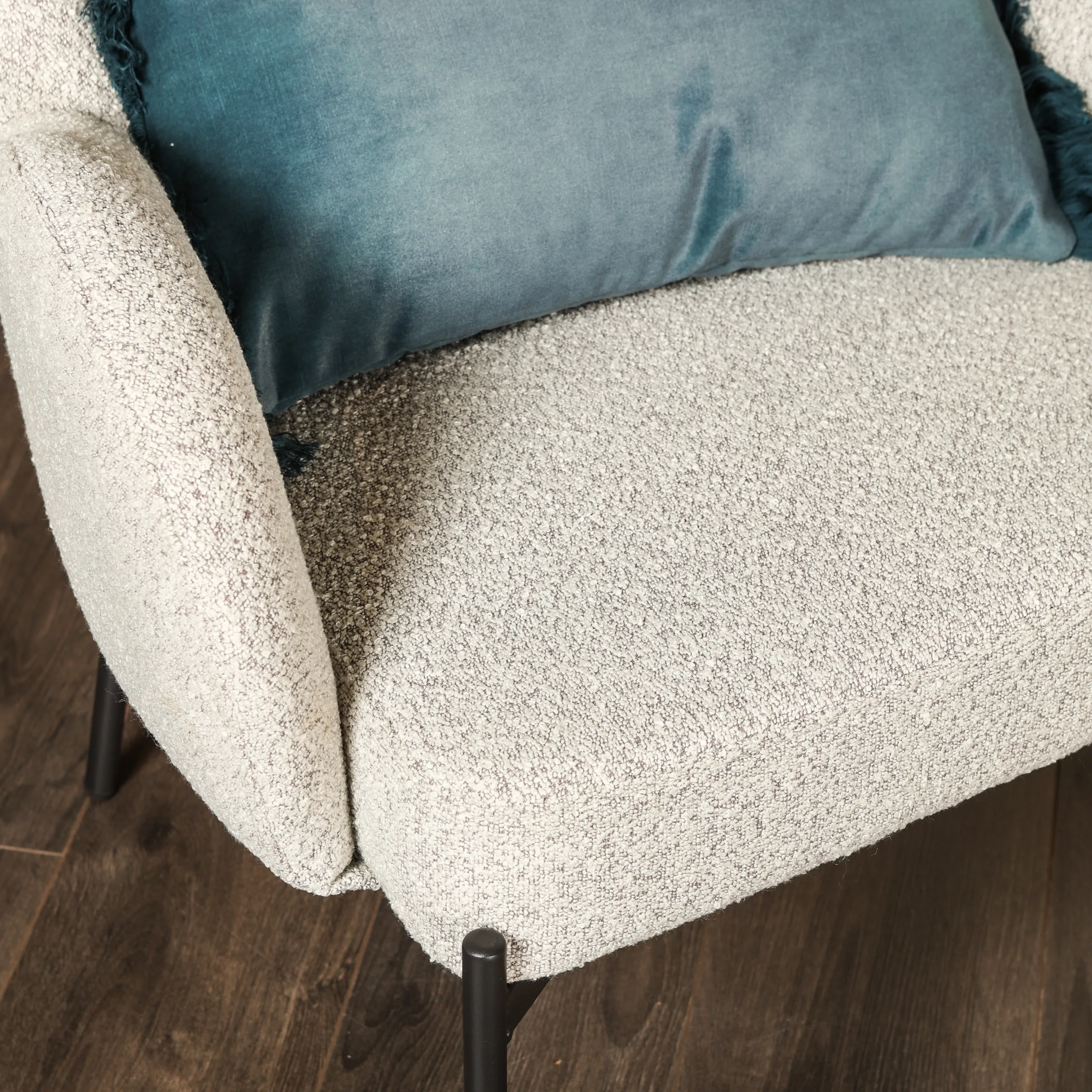 Fauteuil Tess - Lichtgrijs/Creme - Boucle - Afbeelding 5