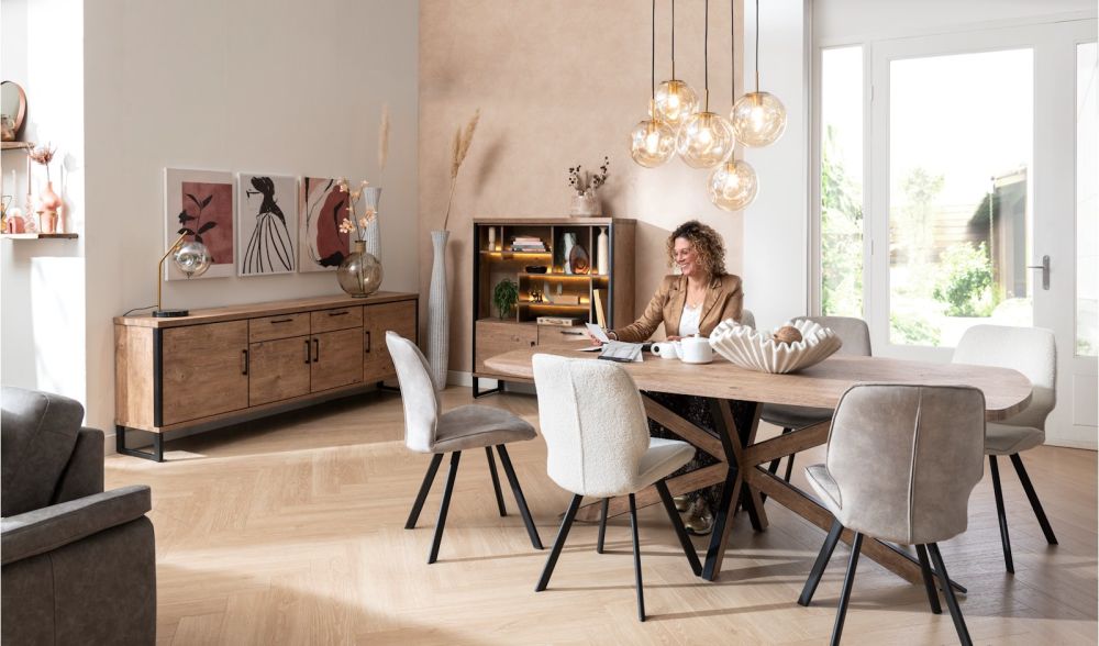 Pantin, highboard 120 cm - 1-deur + 2-laden + 7-niches (+ LED) - Afbeelding 5