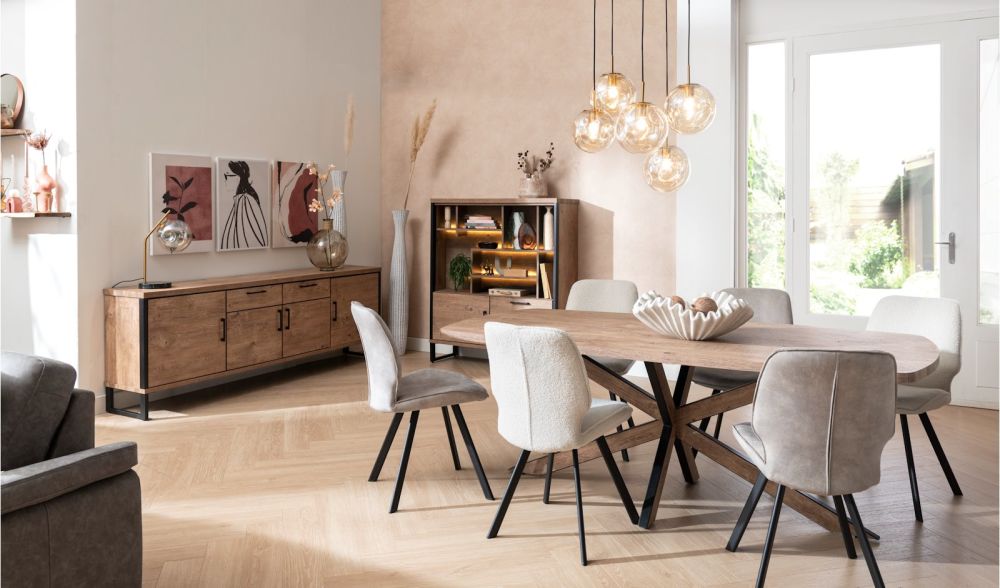 Pantin, highboard 120 cm - 1-deur + 2-laden + 7-niches (+ LED) - Afbeelding 4