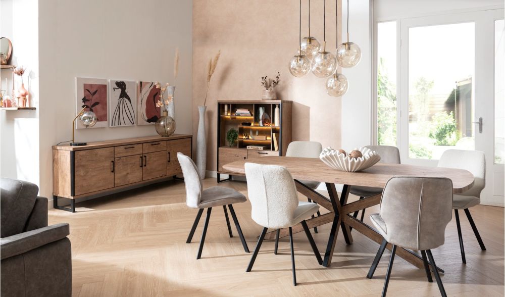 Pantin, highboard 120 cm - 1-deur + 2-laden + 7-niches (+ LED) - Afbeelding 7