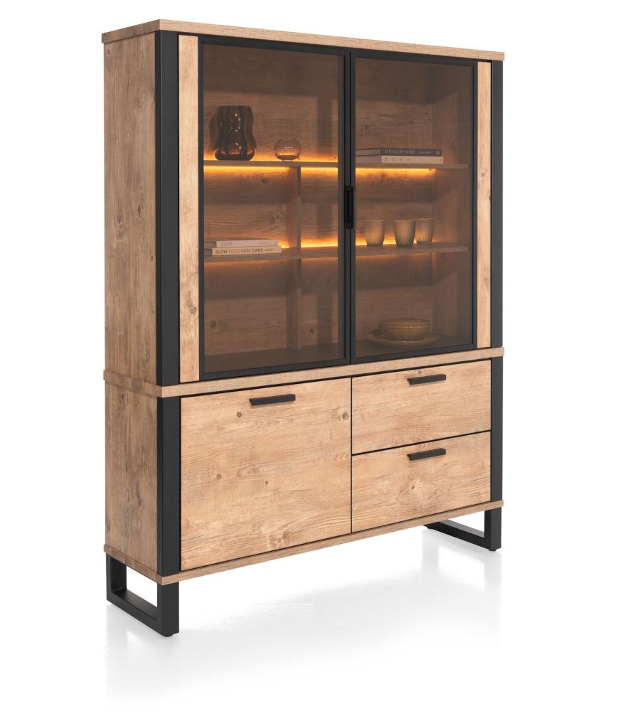 Perth, buffet 150 cm - 2-glasdeuren + 1-deur + 2-laden (+ LED) - Afbeelding 2