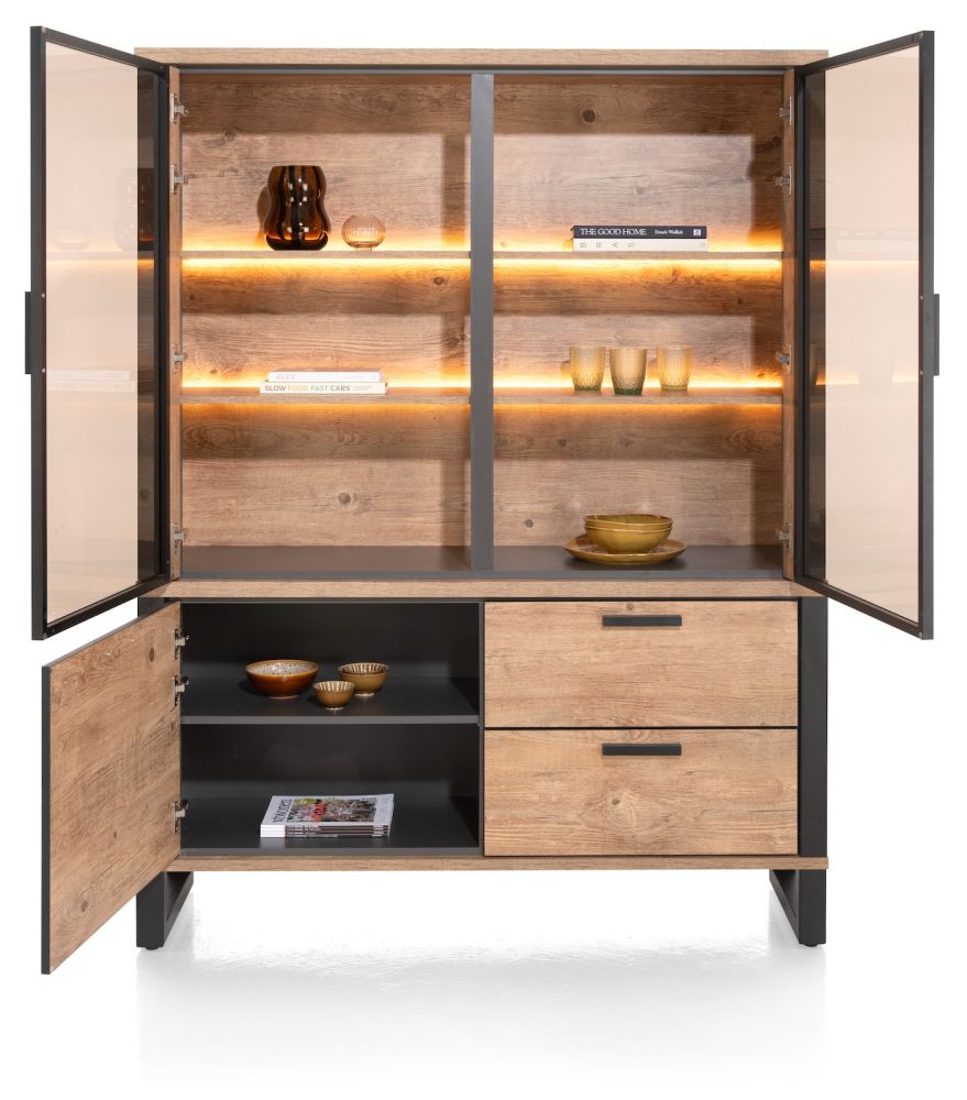 Perth, buffet 150 cm - 2-glasdeuren + 1-deur + 2-laden (+ LED) - Afbeelding 3