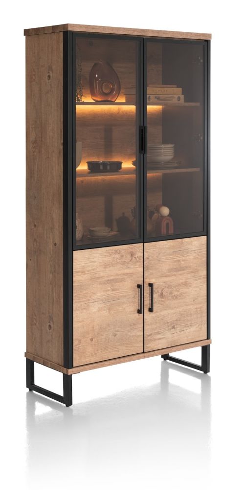 Pantin, vitrine 100 cm - 2-glasdeuren + 2-deuren (+ LED) - Afbeelding 2