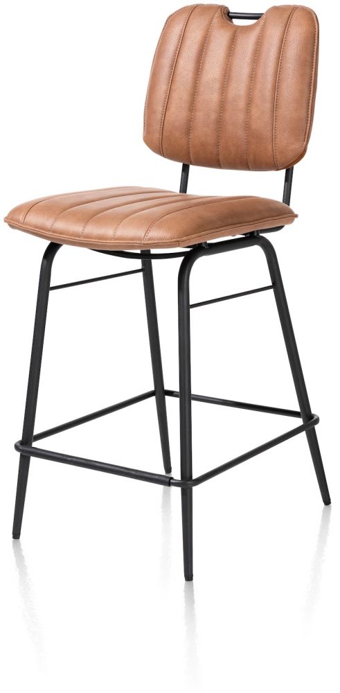 Bristol, barstoel - zwart frame - stof Pala - Cognac