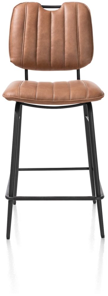 Bristol, barstoel - zwart frame - stof Pala - Cognac - Afbeelding 2