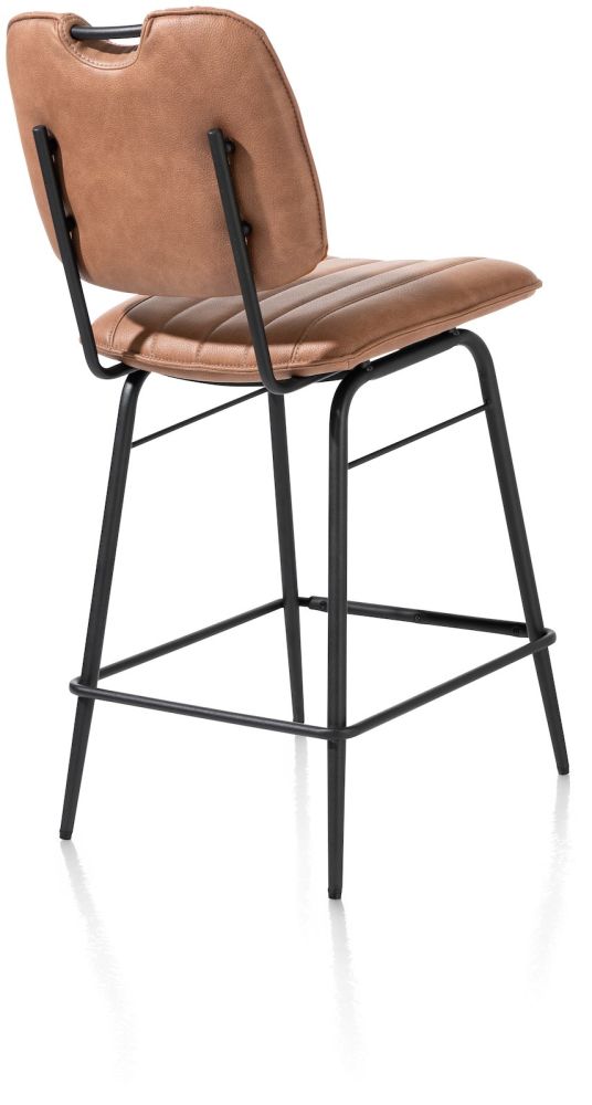 Bristol, barstoel - zwart frame - stof Pala - Cognac - Afbeelding 3