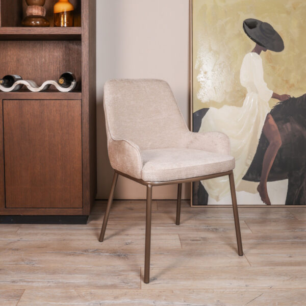 Eetkamerstoel met arm Savona beige geweven stof
